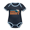 Banff, Canada Baby Bodysuit - Organic Retro Mountain Banff Baby Bodysuit - navy/sky