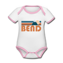 Bend, Oregon Baby Bodysuit - Organic Retro Mountain Bend Baby Bodysuit - white/pink