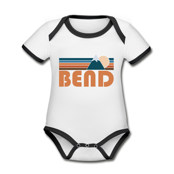 Bend, Oregon Baby Bodysuit - Organic Retro Mountain Bend Baby Bodysuit - white/black