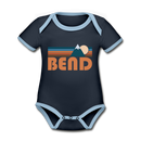 Bend, Oregon Baby Bodysuit - Organic Retro Mountain Bend Baby Bodysuit - navy/sky