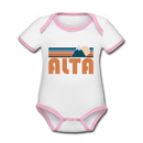 Alta, Utah Baby Bodysuit - Organic Retro Mountain Alta Baby Bodysuit - white/pink