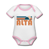 Alta, Utah Baby Bodysuit - Organic Retro Mountain Alta Baby Bodysuit - white/pink