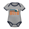 Alta, Utah Baby Bodysuit - Organic Retro Mountain Alta Baby Bodysuit - heather gray/navy