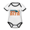 Alta, Utah Baby Bodysuit - Organic Retro Mountain Alta Baby Bodysuit - white/black
