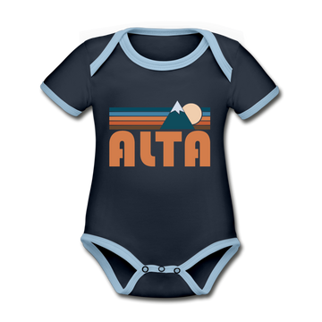 Alta, Utah Baby Bodysuit - Organic Retro Mountain Alta Baby Bodysuit - navy/sky