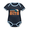 Alta, Utah Baby Bodysuit - Organic Retro Mountain Alta Baby Bodysuit - navy/sky