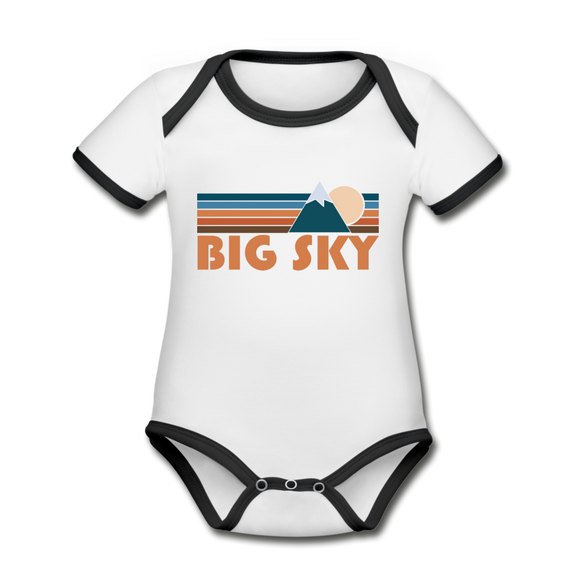 Big Sky, Montana Baby Bodysuit - Organic Retro Mountain Big Sky Baby Bodysuit - white/black