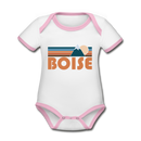 Boise, Idaho Baby Bodysuit - Organic Retro Mountain Boise Baby Bodysuit - white/pink