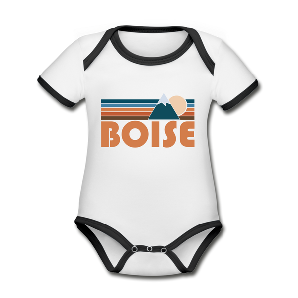 Boise, Idaho Baby Bodysuit - Organic Retro Mountain Boise Baby Bodysuit - white/black
