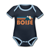 Boise, Idaho Baby Bodysuit - Organic Retro Mountain Boise Baby Bodysuit - navy/sky