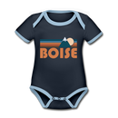 Boise, Idaho Baby Bodysuit - Organic Retro Mountain Boise Baby Bodysuit - navy/sky
