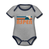 Aspen, Colorado Baby Bodysuit - Organic Retro Mountain Aspen Baby Bodysuit - heather gray/navy