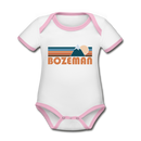 Bozeman, Montana Baby Bodysuit - Organic Retro Mountain Bozeman Baby Bodysuit - white/pink
