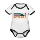Bozeman, Montana Baby Bodysuit - Organic Retro Mountain Bozeman Baby Bodysuit - white/black