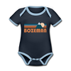 Bozeman, Montana Baby Bodysuit - Organic Retro Mountain Bozeman Baby Bodysuit - navy/sky
