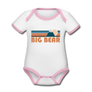Big Bear, California Baby Bodysuit - Organic Retro Mountain Big Bear Baby Bodysuit - white/pink