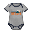 Big Bear, California Baby Bodysuit - Organic Retro Mountain Big Bear Baby Bodysuit - heather gray/navy