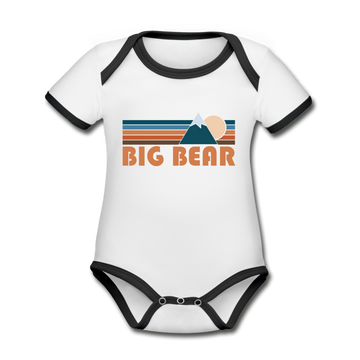 Big Bear, California Baby Bodysuit - Organic Retro Mountain Big Bear Baby Bodysuit - white/black