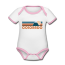 Colorado Baby Bodysuit - Organic Retro Mountain Colorado Baby Bodysuit - white/pink