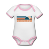 Colorado Baby Bodysuit - Organic Retro Mountain Colorado Baby Bodysuit - white/pink