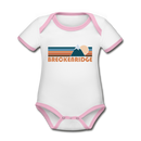 Breckenridge, Colorado Baby Bodysuit - Organic Retro Mountain Breckenridge Baby Bodysuit - white/pink
