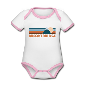 Breckenridge, Colorado Baby Bodysuit - Organic Retro Mountain Breckenridge Baby Bodysuit - white/pink
