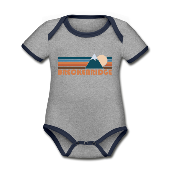 Breckenridge, Colorado Baby Bodysuit - Organic Retro Mountain Breckenridge Baby Bodysuit - heather gray/navy