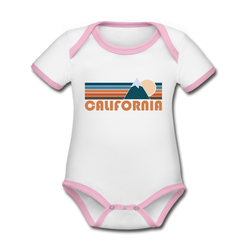 California Baby Bodysuit - Organic Retro Mountain California Baby Bodysuit - white/pink