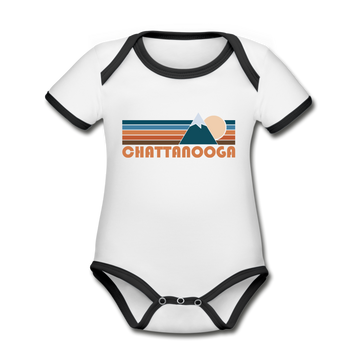 Chattanooga, Tennessee Baby Bodysuit - Organic Retro Mountain Chattanooga Baby Bodysuit - white/black