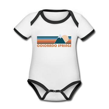 Colorado Springs, Colorado Baby Bodysuit - Organic Retro Mountain Colorado Springs Baby Bodysuit - white/black