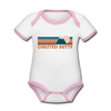 Crested Butte, Colorado Baby Bodysuit - Organic Retro Mountain Crested Butte Baby Bodysuit - white/pink