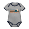 Crested Butte, Colorado Baby Bodysuit - Organic Retro Mountain Crested Butte Baby Bodysuit - heather gray/navy
