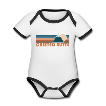 Crested Butte, Colorado Baby Bodysuit - Organic Retro Mountain Crested Butte Baby Bodysuit - white/black