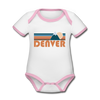 Denver, Colorado Baby Bodysuit - Organic Retro Mountain Denver Baby Bodysuit - white/pink