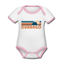 Durango, Colorado Baby Bodysuit - Organic Retro Mountain Durango Baby Bodysuit - white/pink