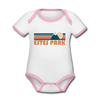 Estes Park, Colorado Baby Bodysuit - Organic Retro Mountain Estes Park Baby Bodysuit - white/pink