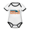 Golden, Colorado Baby Bodysuit - Organic Retro Mountain Golden Baby Bodysuit - white/black