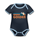 Golden, Colorado Baby Bodysuit - Organic Retro Mountain Golden Baby Bodysuit - navy/sky