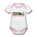 Fort Collins, Colorado Baby Bodysuit - Organic Retro Mountain Fort Collins Baby Bodysuit - white/pink