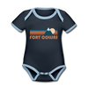 Fort Collins, Colorado Baby Bodysuit - Organic Retro Mountain Fort Collins Baby Bodysuit - navy/sky