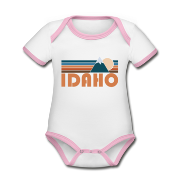 Idaho Baby Bodysuit - Organic Retro Mountain Idaho Baby Bodysuit - white/pink