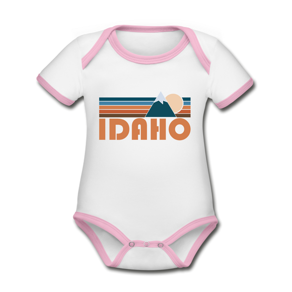 Idaho Baby Bodysuit - Organic Retro Mountain Idaho Baby Bodysuit - white/pink