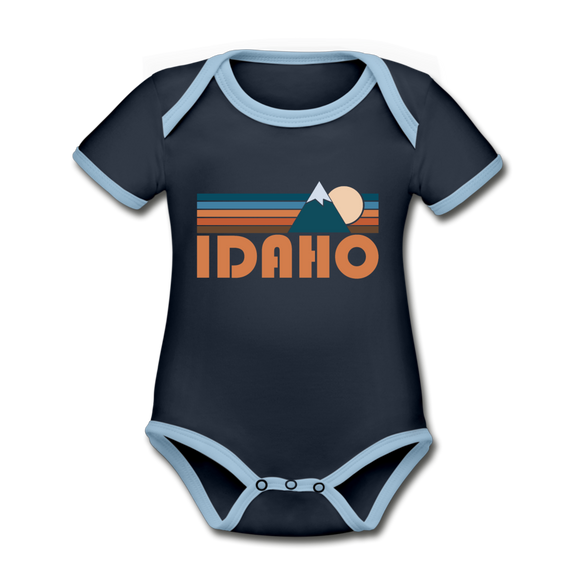 Idaho Baby Bodysuit - Organic Retro Mountain Idaho Baby Bodysuit - navy/sky