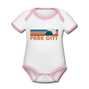 Park City, Utah Baby Bodysuit - Organic Retro Mountain Park City Baby Bodysuit - white/pink