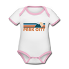 Park City, Utah Baby Bodysuit - Organic Retro Mountain Park City Baby Bodysuit - white/pink