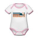 Mammoth, California Baby Bodysuit - Organic Retro Mountain Mammoth Baby Bodysuit - white/pink