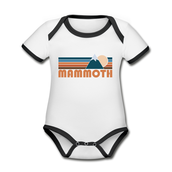 Mammoth, California Baby Bodysuit - Organic Retro Mountain Mammoth Baby Bodysuit - white/black