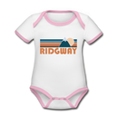 Ridgway, Colorado Baby Bodysuit - Organic Retro Mountain Ridgway Baby Bodysuit - white/pink
