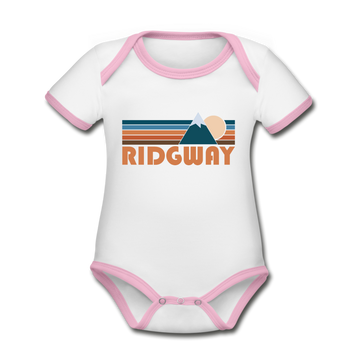 Ridgway, Colorado Baby Bodysuit - Organic Retro Mountain Ridgway Baby Bodysuit - white/pink