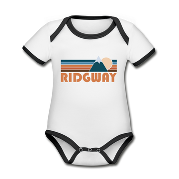 Ridgway, Colorado Baby Bodysuit - Organic Retro Mountain Ridgway Baby Bodysuit - white/black